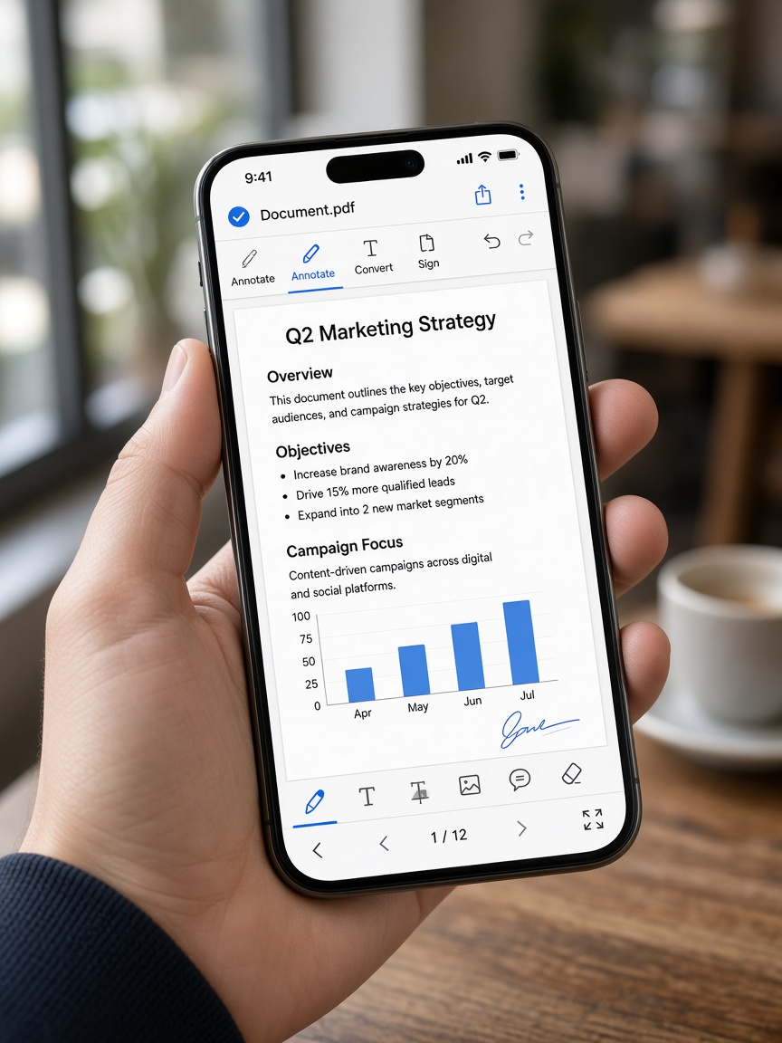 Person using ApexPDF on a phone